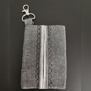 Handmade Black Denim and Stripes Pocket Tissue Holder, New